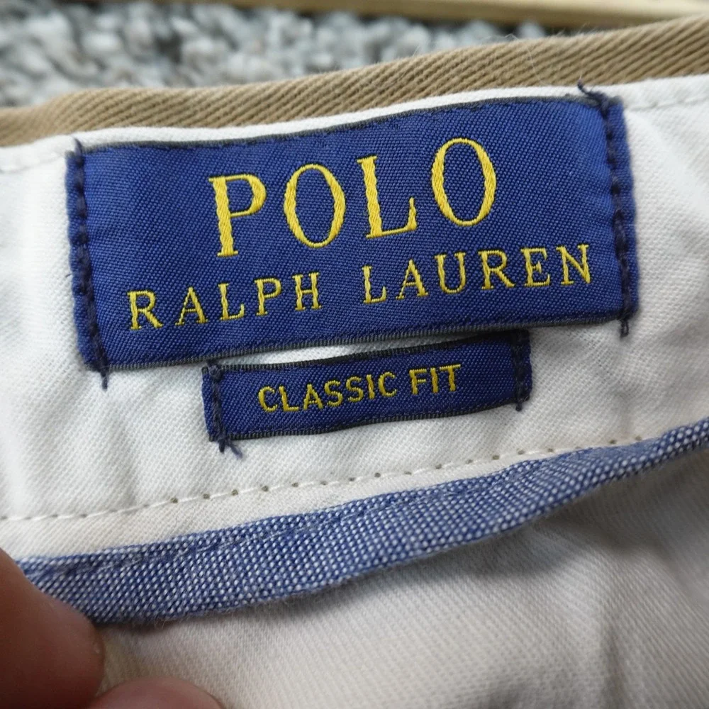 Polo Ralph Lauren Pants Mens 30X32 Brown Tan Chino Trouser Flat Front Pony Logo